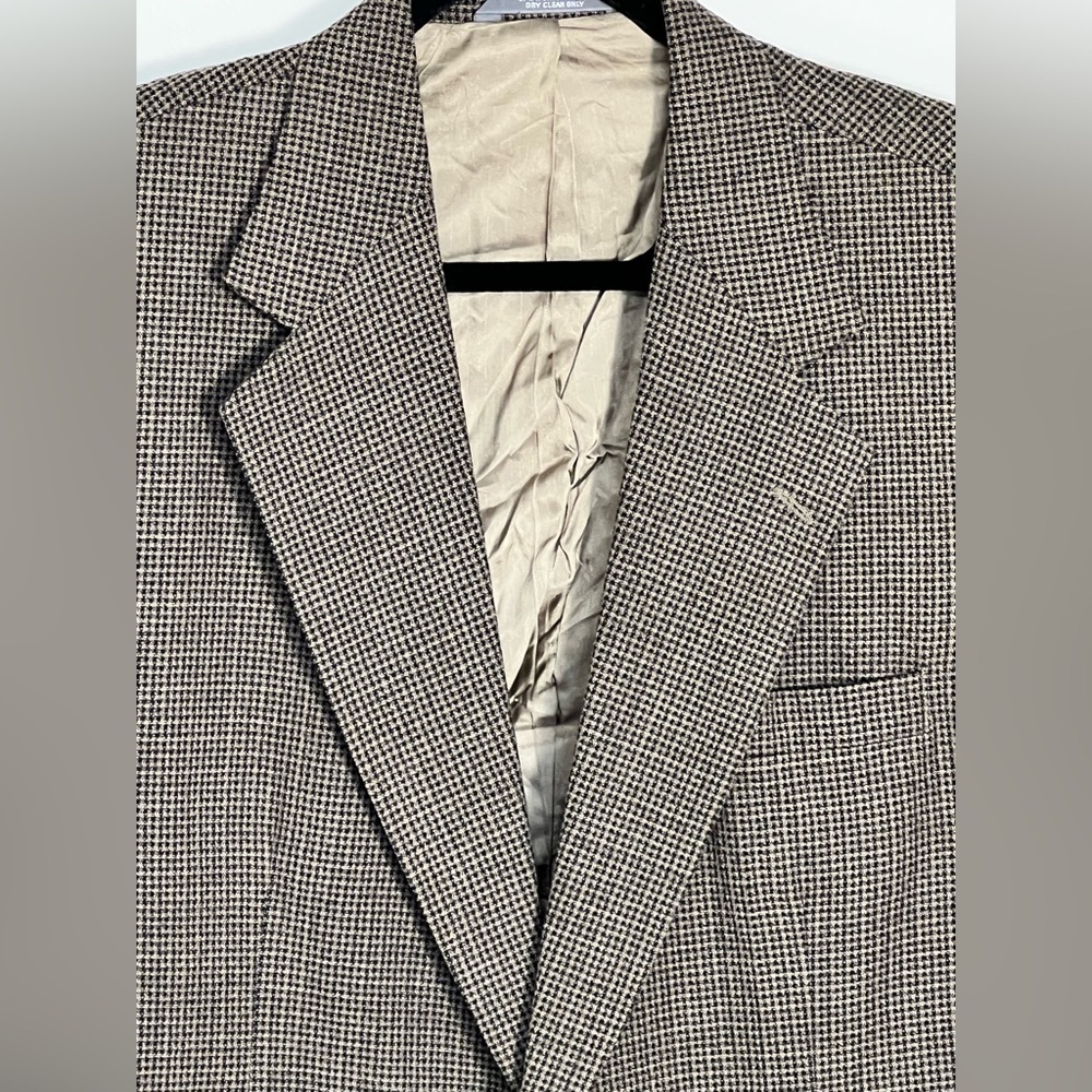 Haggar Vintage Men's Blazer Jacket Size 44L Brown Tweed Wool Blend Sport Coat - Picture 3 of 13
